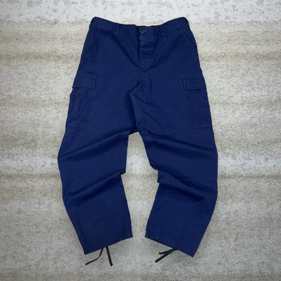 Vintage Military Tactical Pants Navy Blue Baggy Double Knees Large Regular 90s - Picture 2 of 5